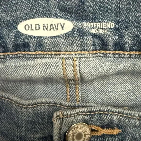 Old Navy Boyfriend Straight Me Stella Mid Rise Women’s Distressed Blue Jeans - Picture 3 of 6